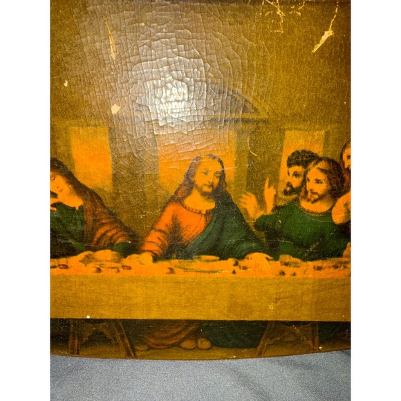 Vintage J.B. Deere Cedarcraft Last Supper Wood Slice Plaque Cullman Alabama Art - Picture 2 of 10